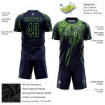 Marineblauw shirt op maat gemaakt groen uniform voetbal sublimatie neon