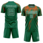 Kelly Jersey Sublimatie Uniform Voetbal Oranje-Wit Aangepast Groen Kelly Jersey Sublimatie Uniform Voetbal Oranje-Wit Aangepast Groen