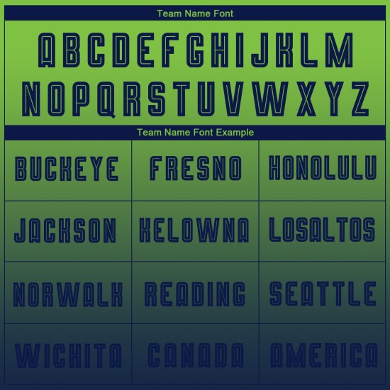 Uniform op maat gemaakt voetbal mode marineblauw fade shirt sublimatie groene mouw lange neon