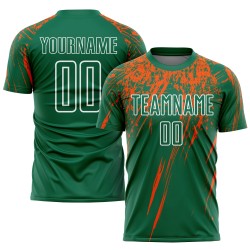 Kelly Jersey Sublimatie Uniform Voetbal Oranje-Wit Aangepast Groen