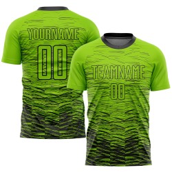 Uniform Voetbal Neon Groen Sublimatie Aangepast Zwart Jersey