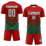 Wit-Kelly Groen Uniform Sublimatie Fade Jersey Voetbal Rode Krijtstreep Mode Aangepast