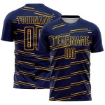 Voetbaluniform Lijnen Sublimatie Geel Marineblauw Aangepast Jersey