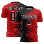Sublimatie Zwart-Wit Gradiënt Jersey Voetbal Rood Aangepast Uniform Pijl Sublimatie Zwart-Wit Gradiënt Jersey Voetbal Rood Aangepast Uniform Pijl