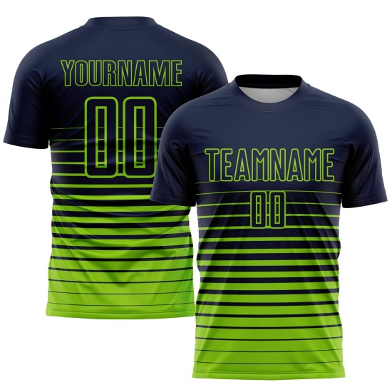 Fade Soccer Navy Uniform Sublimatie Groen Jersey Mode Krijtstreep Neon Aangepast Fade Soccer Navy Uniform Sublimatie Groen Jersey Mode Krijtstreep Neon Aangepast