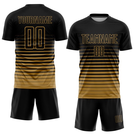 Oudgouden uniform krijtstreep mode fade jersey sublimatie voetbal op maat zwart