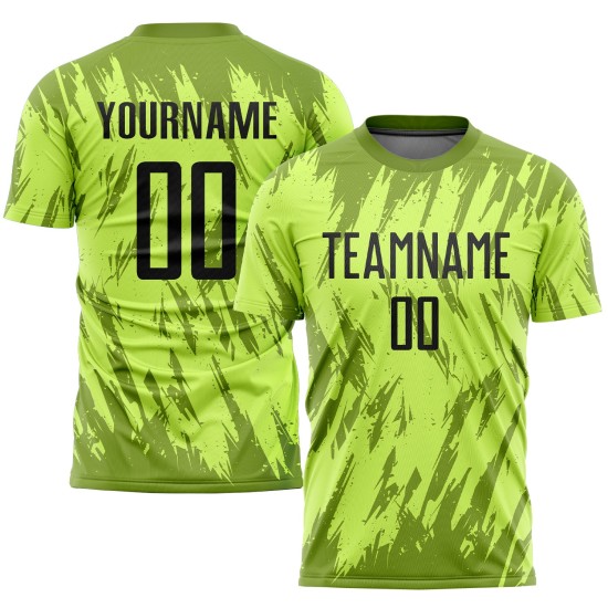 Jersey Groen Zwart-Olijf Custom Neon Voetbaluniform Sublimatie Jersey Groen Zwart-Olijf Custom Neon Voetbaluniform Sublimatie