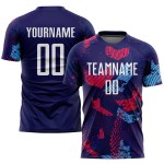 Blauw Wit-Licht Jersey Sublimatie Voetbal Marine Uniform Aangepast Blauw Wit-Licht Jersey Sublimatie Voetbal Marine Uniform Aangepast