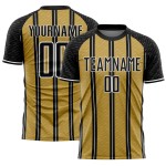 Voetbaluniform op maat, oude jerseylijn, goud-wit, sublimatie, zwart