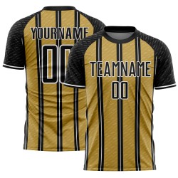 Voetbaluniform op maat, oude jerseylijn, goud-wit, sublimatie, zwart