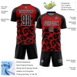 Animal Soccer Custom Jersey Zwart-Wit Sublimatie Rood Print Uniform Animal Soccer Custom Jersey Zwart-Wit Sublimatie Rood Print Uniform