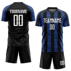 Sublimatie Wit-Koninklijk Aangepast Jersey Zwart Uniform Voetbal