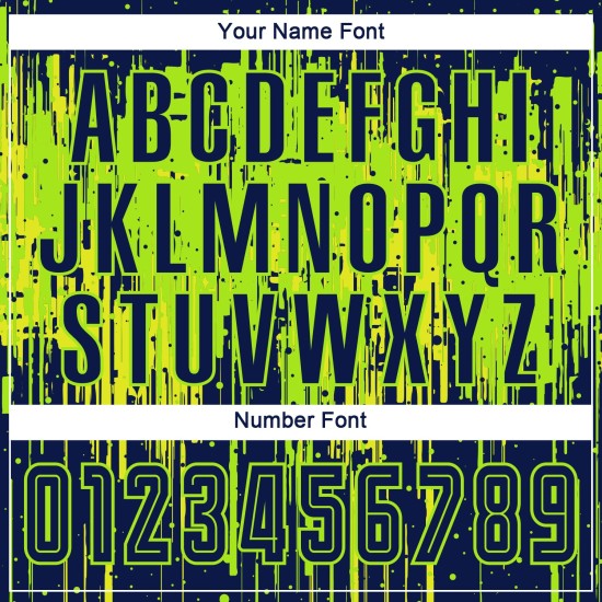 Marineblauw-neon jersey neon sublimatie voetbaluniform geel op maat groen