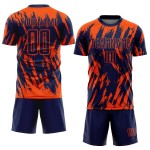 Sublimatie Marineblauw Voetbal Oranje Aangepast Uniform Jersey