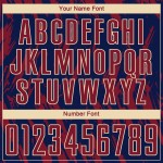 Voetbaluniform op maat, marineblauw-stadsshirt, sublimatie, karmozijnrood, crème