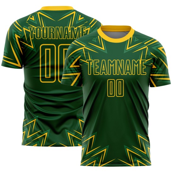 Geel Vormen Jersey Groen Geometrisch Uniform Aangepaste Voetbal Sublimatie Geel Vormen Jersey Groen Geometrisch Uniform Aangepaste Voetbal Sublimatie