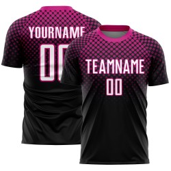Sublimatie Zwart Jersey Aangepaste Halftone Stippen Roze Uniform Voetbal Wit-Diep