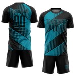 Zwart uniform aangepast voetbalblauw shirt sublimatie