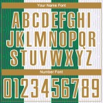 Sublimatie Oud Aangepast Jersey Goud-Kelly Uniform Voetbal Wit Groen Sublimatie Oud Aangepast Jersey Goud-Kelly Uniform Voetbal Wit Groen