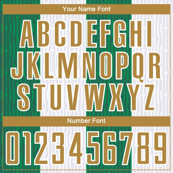 Sublimatie Oud Aangepast Jersey Goud-Kelly Uniform Voetbal Wit Groen Sublimatie Oud Aangepast Jersey Goud-Kelly Uniform Voetbal Wit Groen