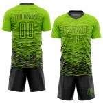Uniform Voetbal Neon Groen Sublimatie Aangepast Zwart Jersey