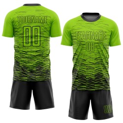 Uniform Voetbal Neon Groen Sublimatie Aangepast Zwart Jersey