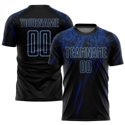 Licht Jersey Uniform Zwart Voetbal Sublimatie Aangepast Blauw-Koninklijk