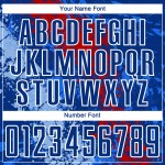 Blauw shirt druipend koninklijk sublimatie-uniform op maat gemaakte spetters rood licht kunst voetbal