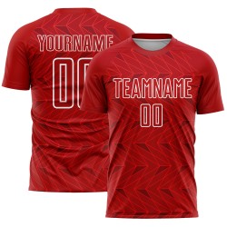 Sublimatie Uniform Voetbalshirt Rood Aangepast Wit