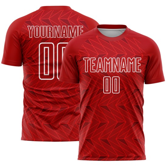 Sublimatie Uniform Voetbalshirt Rood Aangepast Wit