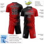 Sublimatie Zwart-Wit Gradiënt Jersey Voetbal Rood Aangepast Uniform Pijl Sublimatie Zwart-Wit Gradiënt Jersey Voetbal Rood Aangepast Uniform Pijl
