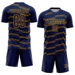 Voetbaluniform Lijnen Sublimatie Geel Marineblauw Aangepast Jersey
