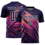Sublimatie-uniform met marineblauwe lijnen, voetbalshirt op maat in wit