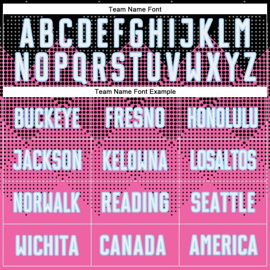 Sublimatie Gradiënt Vierkant Roze Voetbal Aangepast Zwart-Lichtblauw Vorm Uniform Jersey Sublimatie Gradiënt Vierkant Roze Voetbal Aangepast Zwart-Lichtblauw Vorm Uniform Jersey