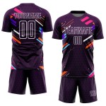 Jersey Wit Sublimatie Uniform Lijnen Voetbal Paars Aangepast Jersey Wit Sublimatie Uniform Lijnen Voetbal Paars Aangepast