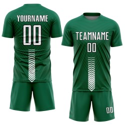 Kelly Green Wit-Zwart Aangepaste Vormen Pijl Jersey Voetbaluniform Sublimatie Kelly Green Wit-Zwart Aangepaste Vormen Pijl Jersey Voetbaluniform Sublimatie