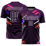 Jersey Wit Sublimatie Uniform Lijnen Voetbal Paars Aangepast Jersey Wit Sublimatie Uniform Lijnen Voetbal Paars Aangepast