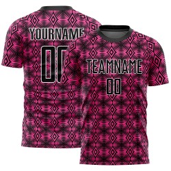 Aangepast shirt zwart-wit uniform vormen sublimatie voetbal geometrisch roze