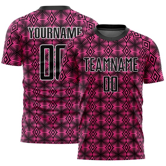 Aangepast shirt zwart-wit uniform vormen sublimatie voetbal geometrisch roze Aangepast shirt zwart-wit uniform vormen sublimatie voetbal geometrisch roze