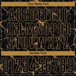 Oud uniform zwart shirt gouden voetbal aangepaste sublimatie