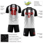 Rood-Wit Zwart Aangepast Uniform Jersey Sublimatie Voetbal Rood-Wit Zwart Aangepast Uniform Jersey Sublimatie Voetbal
