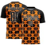 Voetbalshirt Bay Geometrisch Aangepast Zwart Uniform Vormen Oranje-Wit Sublimatie