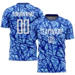 Voetbal Wit-Licht Koninklijk Sublimatie Jersey Uniform Blauw Aangepast Voetbal Wit-Licht Koninklijk Sublimatie Jersey Uniform Blauw Aangepast