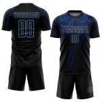 Licht Jersey Uniform Zwart Voetbal Sublimatie Aangepast Blauw-Koninklijk Licht Jersey Uniform Zwart Voetbal Sublimatie Aangepast Blauw-Koninklijk