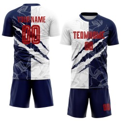 Rood-marineblauw shirt sublimatie graffiti patroon aangepast kras uniform voetbal