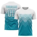Teal Uniform Sublimatie Voetbalshirt Wit Aangepast Teal Uniform Sublimatie Voetbalshirt Wit Aangepast