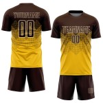 Sublimatie voetbal uniform goud shirt bruin-crème