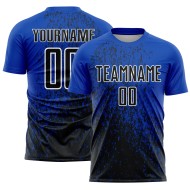 Aangepaste fragmentkunst Abstract Jersey Sublimatie Voetbaluniform Zwart-Wit Blauw Donder