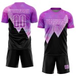 Voetbal Paars Patroon Zwart-Wit Aangepast Jersey Uniform Sublimatie Geometrisch Voetbal Paars Patroon Zwart-Wit Aangepast Jersey Uniform Sublimatie Geometrisch