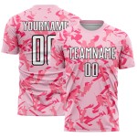 Licht sublimatiepatroon Abstract roze aangepast geometrisch voetbalshirt zwart-roze uniform Licht sublimatiepatroon Abstract roze aangepast geometrisch voetbalshirt zwart-roze uniform